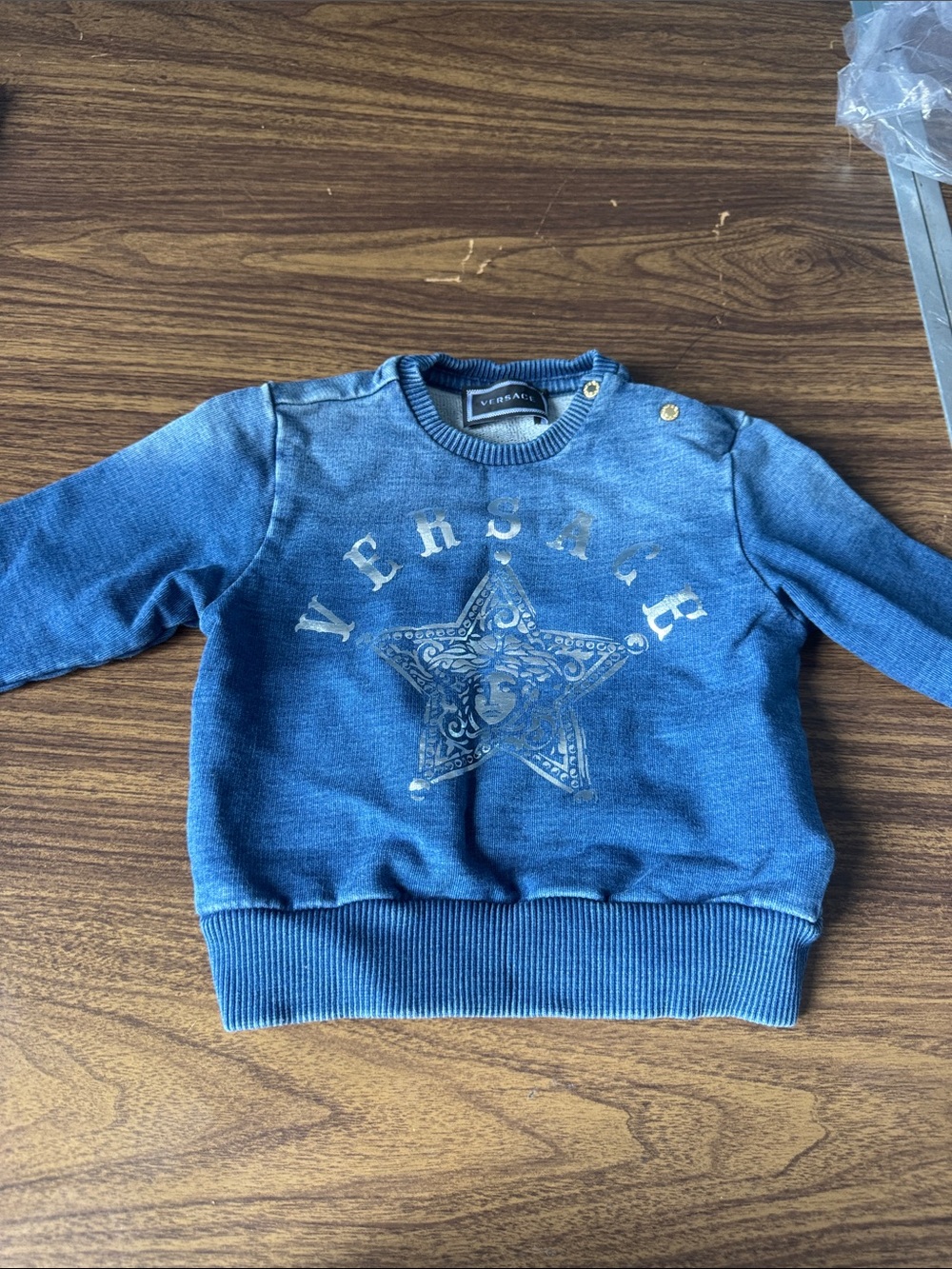 Versace Kids Denim Blue Star Logo Sweatshirt
